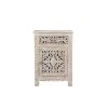 30" Distressed White One Drawer Carved Floral Solid Wood Nightstand