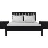 Three Piece Black Solid Wood Bedroom Set