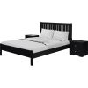 Three Piece Black Solid Wood Bedroom Set