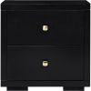 Three Piece Black Solid Wood Bedroom Set