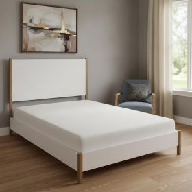 Natural and White Solid Wood And Upholstery Full Bed Frame