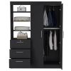 59" Black Wood Three Drawer Dresser