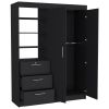 59" Black Wood Three Drawer Dresser
