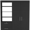 59" Black Wood Three Drawer Dresser