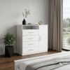 35" White Wood Four Drawer Combo Dresser
