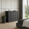 36" Black Wood Six Drawer Double Dresser