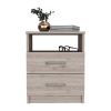 20" Gray Two Drawer Faux Wood Nightstand