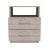 20" Gray Two Drawer Faux Wood Nightstand
