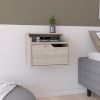 13" Gray Wood One Drawer Floating Nightstand