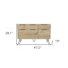 47" Natural Wood Four Drawer Double Dresser