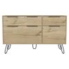 47" Natural Wood Four Drawer Double Dresser