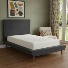 Charcoal Solid Wood Twin Upholstered Linen Bed
