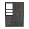 79" Gray Wood Two Door Three Drawer Combo Dresser