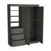 79" Gray Wood Two Door Three Drawer Combo Dresser