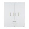 70" White Wood Four Door Two Drawer Combo Dresser