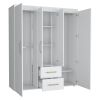 70" White Wood Four Door Two Drawer Combo Dresser