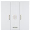70" White Wood Four Door Two Drawer Combo Dresser