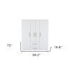 70" White Wood Four Door Two Drawer Combo Dresser
