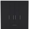 70" Black Wood Two Drawer Combo Dresser