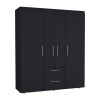 70" Black Wood Four Door Two Drawer Combo Dresser