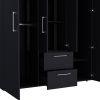 70" Black Wood Four Door Two Drawer Combo Dresser