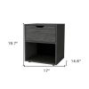 20" Gray Wood One Drawer Nightstand