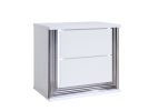 25" White Solid and Manufactured Wood Lighted Two Drawer Nightstand