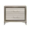 25" Silver And White Wood Lighted Two Drawer Nightstand