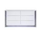 61" White Wood Lighted Six Drawer Double Dresser