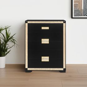 48" Black And Gold Faux Crystal Bling Wood Six Drawer Dresser