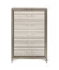 53" Beige And White Wood Lighted Five Drawer Dresser