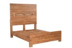 Brown Live Edge Bow Joint Solid Wood Queen Bed Frame