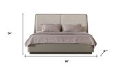 Gray And Cream Faux Leather Upholstered King Bed Frame