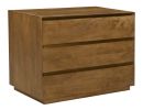 24" Tan Solid Wood Distressed Three Drawer Nightstand