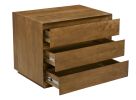 24" Tan Solid Wood Distressed Three Drawer Nightstand