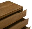 24" Tan Solid Wood Distressed Three Drawer Nightstand