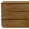 24" Tan Solid Wood Distressed Three Drawer Nightstand