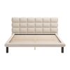 Beige Upholstered King Bed Frame