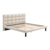 Beige Upholstered King Bed Frame