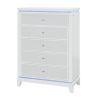 36" White Faux Crystal Glitter Wood Lighted Five Drawer Dresser