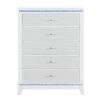 36" White Faux Crystal Glitter Wood Lighted Five Drawer Dresser