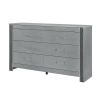62" Silver Wood Six Drawer Double Dresser