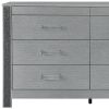 62" Silver Wood Six Drawer Double Dresser