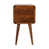 22" Brown Solid Wood Two Drawer Nightstand