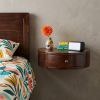 22" Brown Solid Wood One Drawer Floating Nightstand