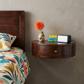 22" Brown Solid Wood One Drawer Floating Nightstand