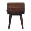 21" Walnut Solid Wood Oval One Drawer Nightstand