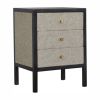 24" Gray And Black Solid Wood And Faux Shagreen Three Drawer Nightstand