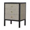 24" Gray And Black Solid Wood And Faux Shagreen Three Drawer Nightstand