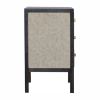 24" Gray And Black Solid Wood And Faux Shagreen Three Drawer Nightstand